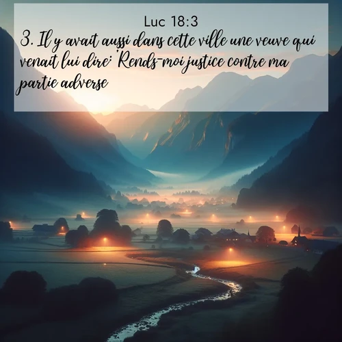 Segond21 Évangile selon Luc  ; image nature: image avec le verset biblique :Il y avait aussi dans cette ville une veuve qui venait lui dire: &#039;Rends-moi justice contre ma partie adverse.&#039; ;  ; 18:3