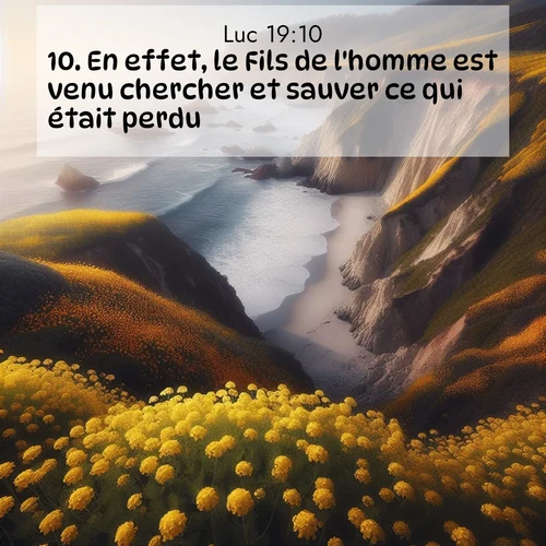 Segond21 Évangile selon Luc  ; image nature: image avec le verset biblique :En effet, le Fils de l&#039;homme est venu chercher et sauver ce qui était perdu.» ;  ; 19:10