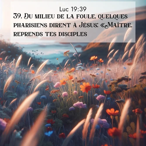 Segond21 Évangile selon Luc  ; image nature: image avec le verset biblique :Du milieu de la foule, quelques pharisiens dirent à Jésus: «Maître, reprends tes disciples.» ;  ; 19:39