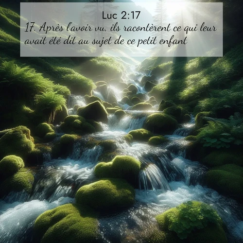 Segond21 Évangile selon Luc  ; image nature: image avec le verset biblique :Après l&#039;avoir vu, ils racontèrent ce qui leur avait été dit au sujet de ce petit enfant. ;  ; 2:17