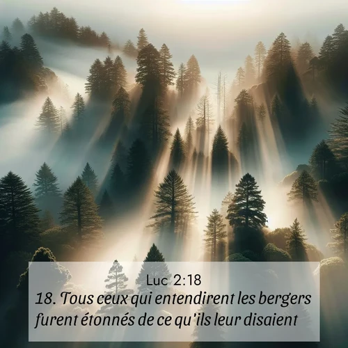 Segond21 Évangile selon Luc  ; image nature: image avec le verset biblique :Tous ceux qui entendirent les bergers furent étonnés de ce qu&#039;ils leur disaient. ;  ; 2:18