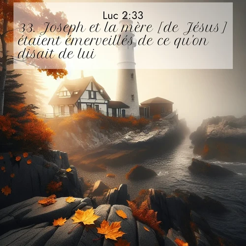 Segond21 Évangile selon Luc  ; image nature: image avec le verset biblique :Joseph et la mère [de Jésus] étaient émerveillés de ce qu&#039;on disait de lui. ;  ; 2:33