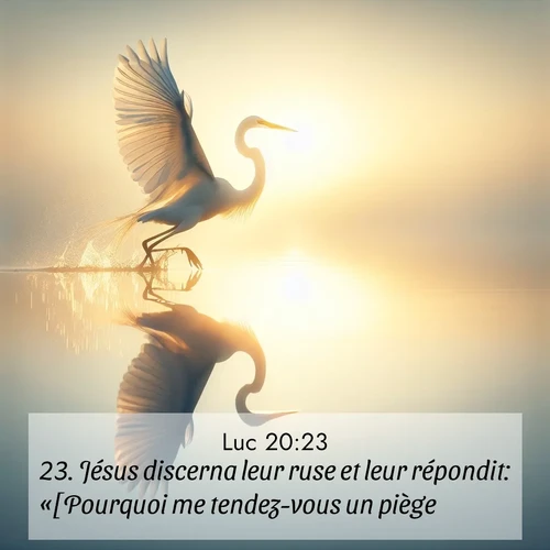 Segond21 Évangile selon Luc  ; image nature: image avec le verset biblique :Jésus discerna leur ruse et leur répondit: «[Pourquoi me tendez-vous un piège?] ;  ; 20:23