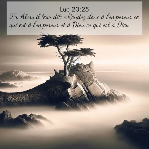 Segond21 Évangile selon Luc  ; image nature: image avec le verset biblique :Alors il leur dit: «Rendez donc à l&#039;empereur ce qui est à l&#039;empereur et à Dieu ce qui est à Dieu.» ;  ; 20:25