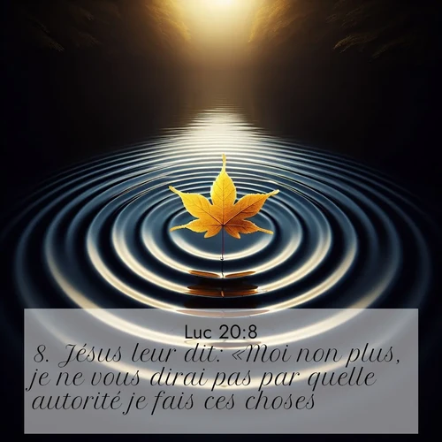 Segond21 Évangile selon Luc  ; image nature: image avec le verset biblique :Jésus leur dit: «Moi non plus, je ne vous dirai pas par quelle autorité je fais ces choses.» ;  ; 20:8
