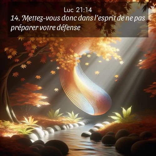 Segond21 Évangile selon Luc  ; image nature: image avec le verset biblique :Mettez-vous donc dans l&#039;esprit de ne pas préparer votre défense, ;  ; 21:14