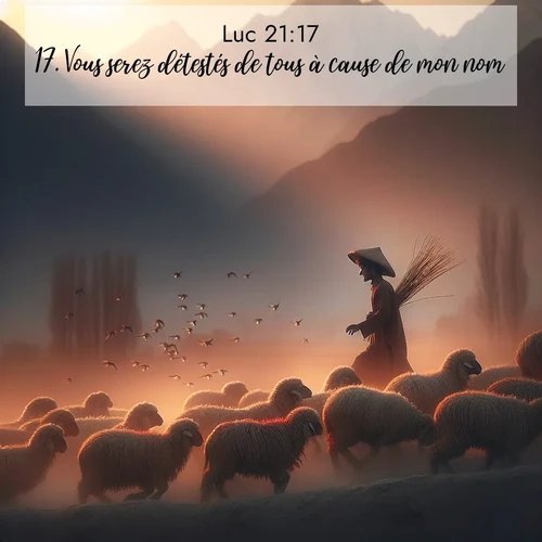 Segond21 Évangile selon Luc  ; image nature: image avec le verset biblique :Vous serez détestés de tous à cause de mon nom, ;  ; 21:17