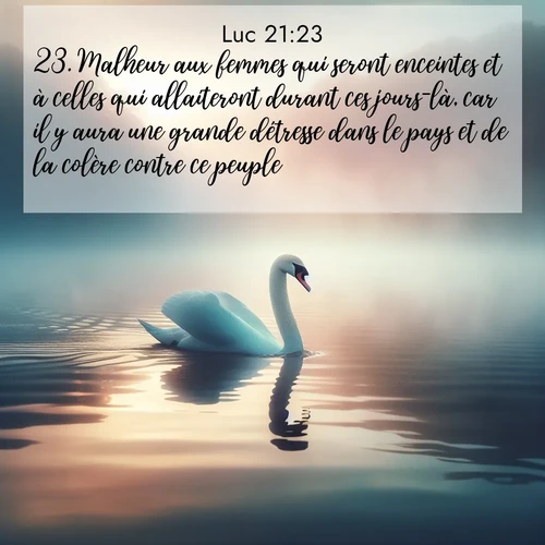 Segond21 Évangile selon Luc  ; image nature: image avec le verset biblique :Malheur aux femmes qui seront enceintes et à celles qui allaiteront durant ces jours-là, car il y aura une grande détresse dans le pays et de la colère contre ce peuple. ;  ; 21:23