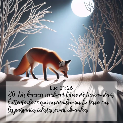 Segond21 Évangile selon Luc  ; image nature: image avec le verset biblique :Des hommes rendront l&#039;âme de terreur dans l&#039;attente de ce qui surviendra sur la terre, car les puissances célestes seront ébranlées. ;  ; 21:26