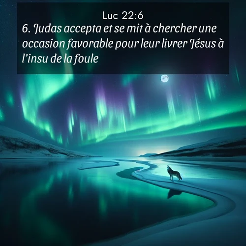 Segond21 Évangile selon Luc  ; image nature: image avec le verset biblique :Judas accepta et se mit à chercher une occasion favorable pour leur livrer Jésus à l&#039;insu de la foule. ;  ; 22:6