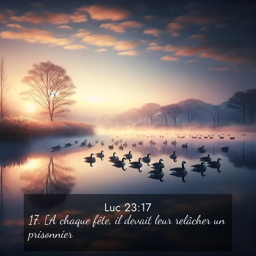 Segond21 Évangile selon Luc  ; image nature: image avec le verset biblique :[A chaque fête, il devait leur relâcher un prisonnier.] ;  ; 23:17