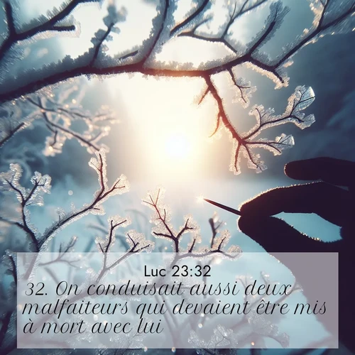 Segond21 Évangile selon Luc  ; image nature: image avec le verset biblique :On conduisait aussi deux malfaiteurs qui devaient être mis à mort avec lui. ;  ; 23:32