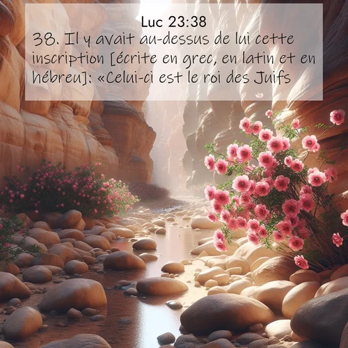 Segond21 Évangile selon Luc  ; image nature: image avec le verset biblique :Il y avait au-dessus de lui cette inscription [écrite en grec, en latin et en hébreu]: «Celui-ci est le roi des Juifs.» ;  ; 23:38