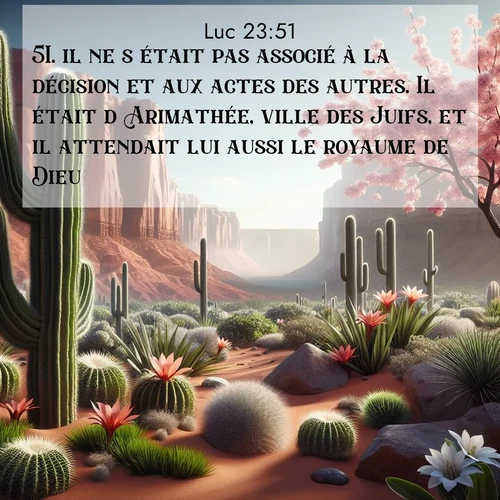 Segond21 Évangile selon Luc  ; image nature: image avec le verset biblique :il ne s&#039;était pas associé à la décision et aux actes des autres. Il était d&#039;Arimathée, ville des Juifs, et il attendait lui aussi le royaume de Dieu. ;  ; 23:51