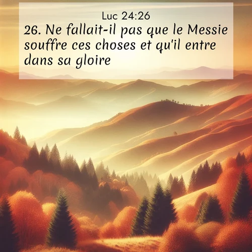 Segond21 Évangile selon Luc  ; image nature: image avec le verset biblique :Ne fallait-il pas que le Messie souffre ces choses et qu&#039;il entre dans sa gloire?» ;  ; 24:26