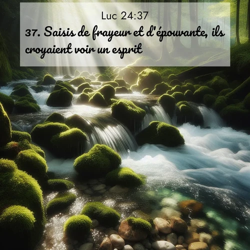 Segond21 Évangile selon Luc  ; image nature: image avec le verset biblique :Saisis de frayeur et d&#039;épouvante, ils croyaient voir un esprit, ;  ; 24:37