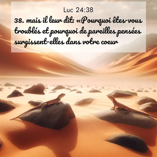 Segond21 Évangile selon Luc  ; image nature: image avec le verset biblique :mais il leur dit: «Pourquoi êtes-vous troublés et pourquoi de pareilles pensées surgissent-elles dans votre coeur? ;  ; 24:38
