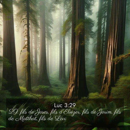Segond21 Évangile selon Luc  ; image nature: image avec le verset biblique :fils de Joses, fils d&#039;Eliézer, fils de Jorim, fils de Matthat, fils de Lévi, ;  ; 3:29