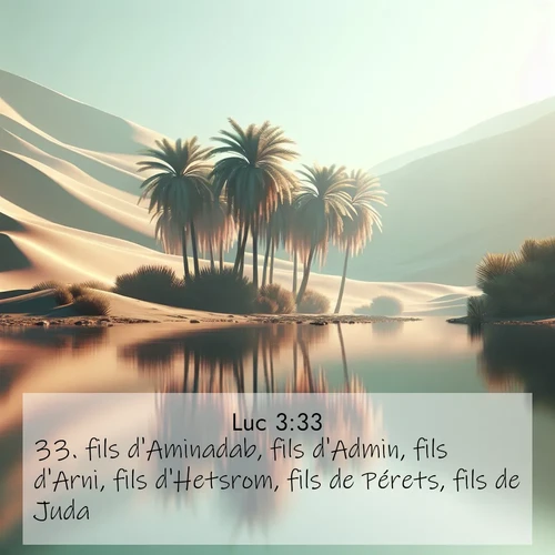 Segond21 Évangile selon Luc  ; image nature: image avec le verset biblique :fils d&#039;Aminadab, fils d&#039;Admin, fils d&#039;Arni, fils d&#039;Hetsrom, fils de Pérets, fils de Juda, ;  ; 3:33