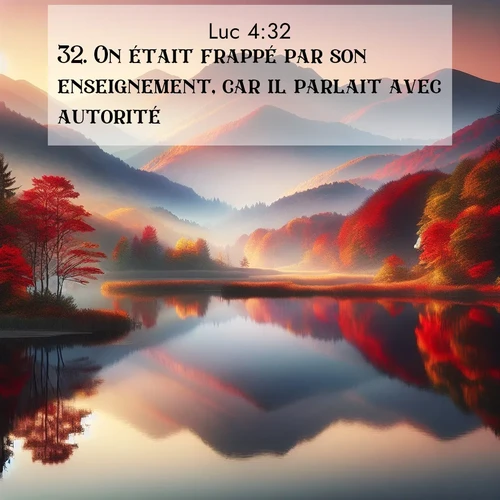 Segond21 Évangile selon Luc  ; image nature: image avec le verset biblique :On était frappé par son enseignement, car il parlait avec autorité. ;  ; 4:32