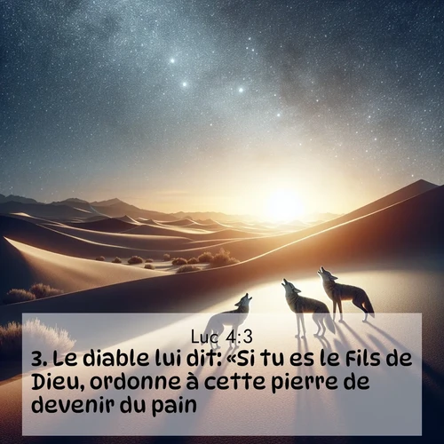 Segond21 Évangile selon Luc  ; image nature: image avec le verset biblique :Le diable lui dit: «Si tu es le Fils de Dieu, ordonne à cette pierre de devenir du pain.» ;  ; 4:3