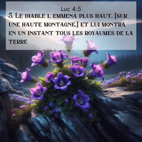 Segond21 Évangile selon Luc  ; image nature: image avec le verset biblique :Le diable l&#039;emmena plus haut, [sur une haute montagne,] et lui montra en un instant tous les royaumes de la terre. ;  ; 4:5