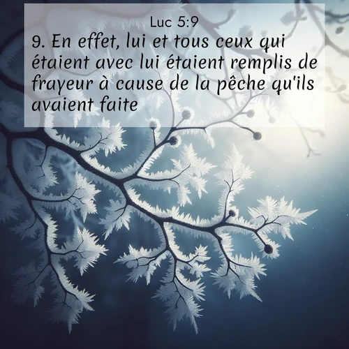 Segond21 Évangile selon Luc  ; image nature: image avec le verset biblique :En effet, lui et tous ceux qui étaient avec lui étaient remplis de frayeur à cause de la pêche qu&#039;ils avaient faite. ;  ; 5:9