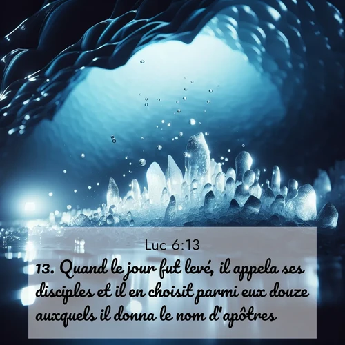 Segond21 Évangile selon Luc  ; image nature: image avec le verset biblique :Quand le jour fut levé, il appela ses disciples et il en choisit parmi eux douze auxquels il donna le nom d&#039;apôtres: ;  ; 6:13