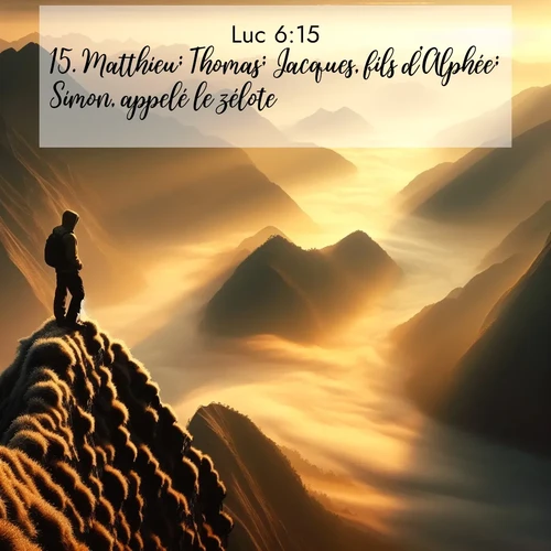 Segond21 Évangile selon Luc  ; image nature: image avec le verset biblique :Matthieu; Thomas; Jacques, fils d&#039;Alphée; Simon, appelé le zélote; ;  ; 6:15