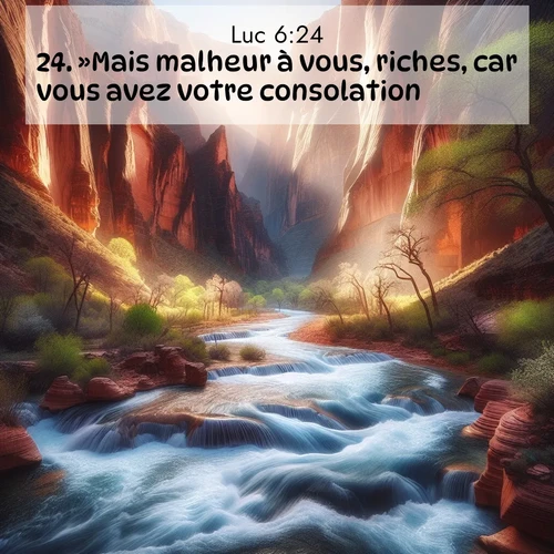 Segond21 Évangile selon Luc  ; image nature: image avec le verset biblique :»Mais malheur à vous, riches, car vous avez votre consolation! ;  ; 6:24
