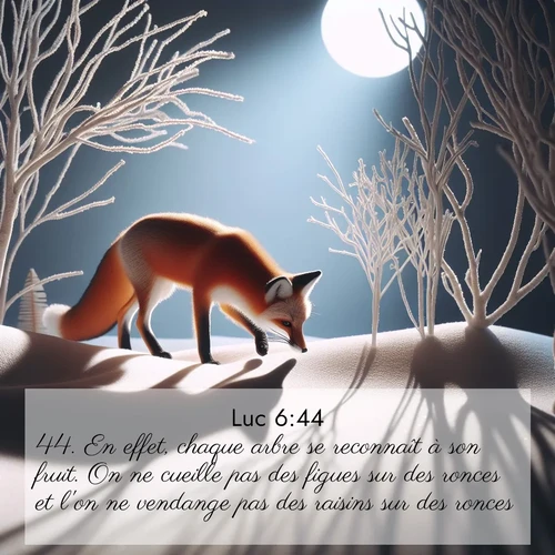 Segond21 Évangile selon Luc  ; image nature: image avec le verset biblique :En effet, chaque arbre se reconnaît à son fruit. On ne cueille pas des figues sur des ronces et l&#039;on ne vendange pas des raisins sur des ronces. ;  ; 6:44