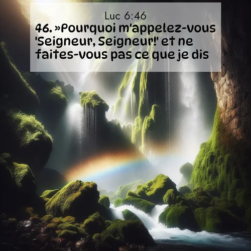 Segond21 Évangile selon Luc  ; image nature: image avec le verset biblique :»Pourquoi m&#039;appelez-vous &#039;Seigneur, Seigneur!&#039; et ne faites-vous pas ce que je dis? ;  ; 6:46