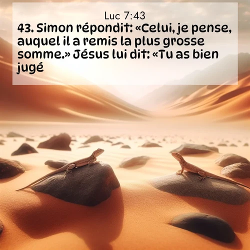 Segond21 Évangile selon Luc  ; image nature: image avec le verset biblique :Simon répondit: «Celui, je pense, auquel il a remis la plus grosse somme.» Jésus lui dit: «Tu as bien jugé.» ;  ; 7:43