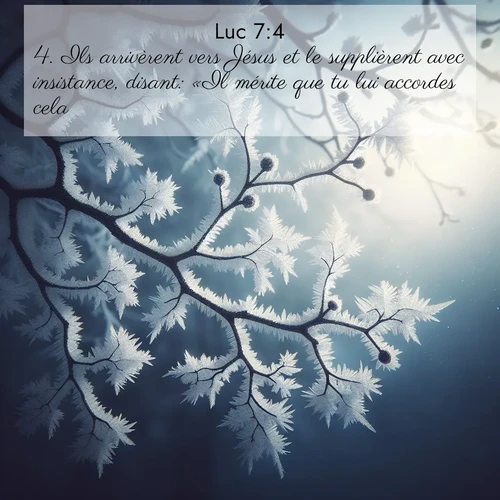 Segond21 Évangile selon Luc  ; image nature: image avec le verset biblique :Ils arrivèrent vers Jésus et le supplièrent avec insistance, disant: «Il mérite que tu lui accordes cela, ;  ; 7:4