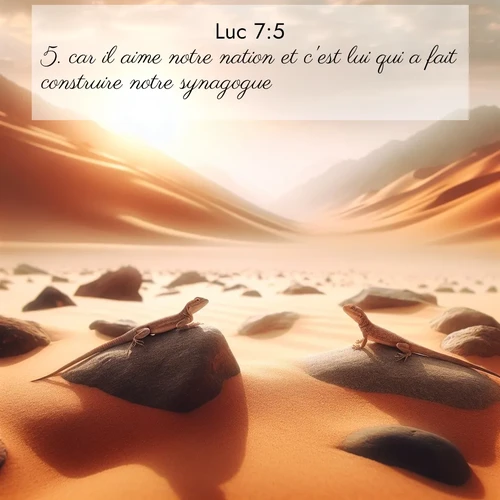 Segond21 Évangile selon Luc  ; image nature: image avec le verset biblique :car il aime notre nation et c&#039;est lui qui a fait construire notre synagogue.» ;  ; 7:5