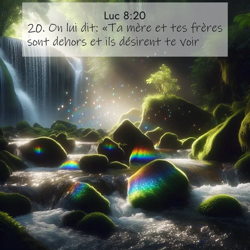 Segond21 Évangile selon Luc  ; image nature: image avec le verset biblique :On lui dit: «Ta mère et tes frères sont dehors et ils désirent te voir.» ;  ; 8:20