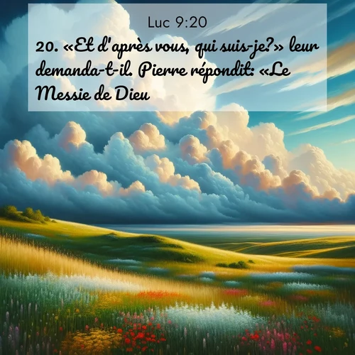 Segond21 Évangile selon Luc  ; image nature: image avec le verset biblique :«Et d&#039;après vous, qui suis-je?» leur demanda-t-il. Pierre répondit: «Le Messie de Dieu.» ;  ; 9:20