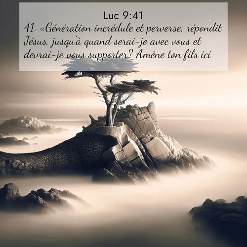 Segond21 Évangile selon Luc  ; image nature: image avec le verset biblique :«Génération incrédule et perverse, répondit Jésus, jusqu&#039;à quand serai-je avec vous et devrai-je vous supporter? Amène ton fils ici.» ;  ; 9:41