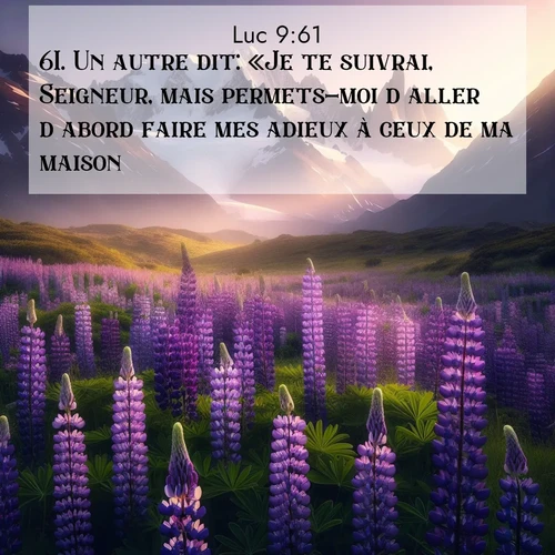 Segond21 Évangile selon Luc  ; image nature: image avec le verset biblique :Un autre dit: «Je te suivrai, Seigneur, mais permets-moi d&#039;aller d&#039;abord faire mes adieux à ceux de ma maison.» ;  ; 9:61