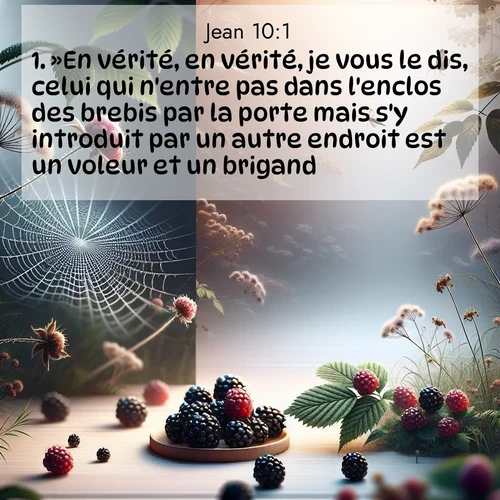 Segond21 Évangile selon Jean  ; image nature: image avec le verset biblique :»En vérité, en vérité, je vous le dis, celui qui n&#039;entre pas dans l&#039;enclos des brebis par la porte mais s&#039;y introduit par un autre endroit est un voleur et un brigand. ;  ; 10:1
