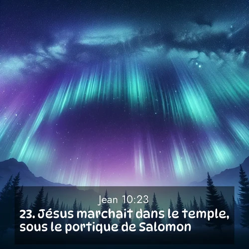 Segond21 Évangile selon Jean  ; image nature: image avec le verset biblique :Jésus marchait dans le temple, sous le portique de Salomon. ;  ; 10:23