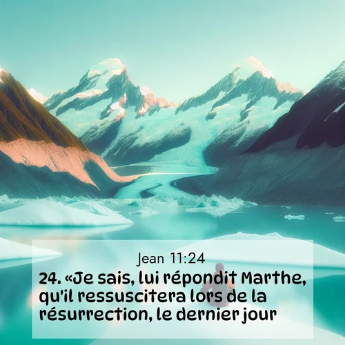 Segond21 Évangile selon Jean  ; image nature: image avec le verset biblique :«Je sais, lui répondit Marthe, qu&#039;il ressuscitera lors de la résurrection, le dernier jour.» ;  ; 11:24