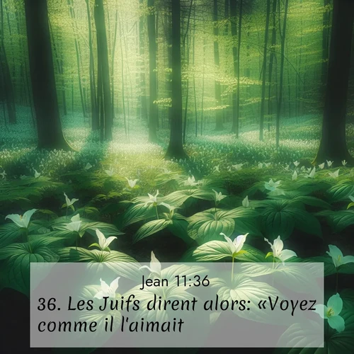 Segond21 Évangile selon Jean  ; image nature: image avec le verset biblique :Les Juifs dirent alors: «Voyez comme il l&#039;aimait!» ;  ; 11:36