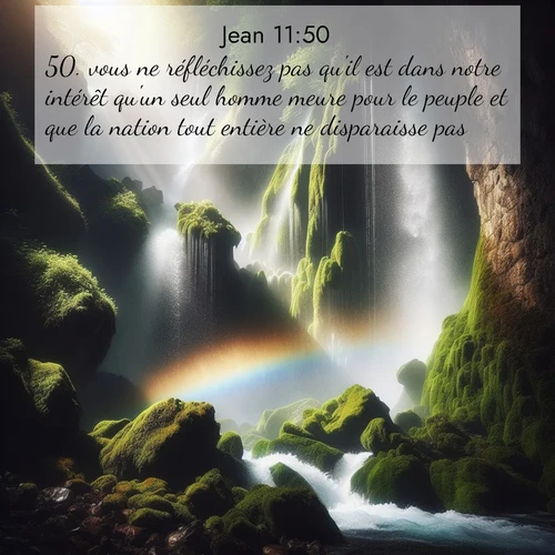 Segond21 Évangile selon Jean  ; image nature: image avec le verset biblique :vous ne réfléchissez pas qu&#039;il est dans notre intérêt qu&#039;un seul homme meure pour le peuple et que la nation tout entière ne disparaisse pas.» ;  ; 11:50