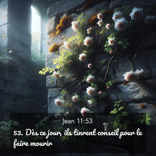 Segond21 Évangile selon Jean  ; image nature: image avec le verset biblique :Dès ce jour, ils tinrent conseil pour le faire mourir. ;  ; 11:53