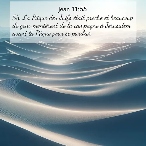Segond21 Évangile selon Jean  ; image nature: image avec le verset biblique :La Pâque des Juifs était proche et beaucoup de gens montèrent de la campagne à Jérusalem avant la Pâque pour se purifier. ;  ; 11:55