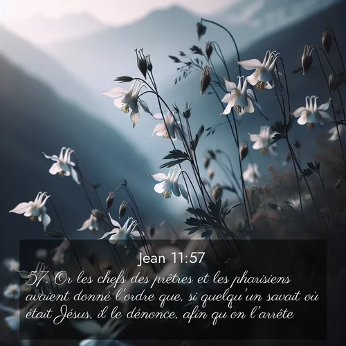 Segond21 Évangile selon Jean  ; image nature: image avec le verset biblique :Or les chefs des prêtres et les pharisiens avaient donné l&#039;ordre que, si quelqu&#039;un savait où était Jésus, il le dénonce, afin qu&#039;on l&#039;arrête. ;  ; 11:57