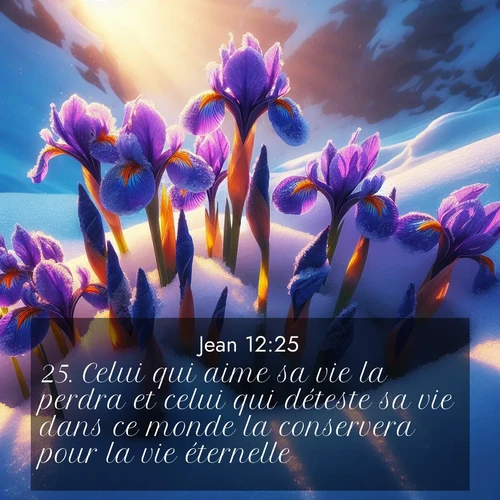 Segond21 Évangile selon Jean  ; image nature: image avec le verset biblique :Celui qui aime sa vie la perdra et celui qui déteste sa vie dans ce monde la conservera pour la vie éternelle. ;  ; 12:25