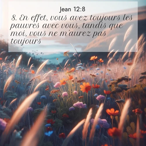 Segond21 Évangile selon Jean  ; image nature: image avec le verset biblique :En effet, vous avez toujours les pauvres avec vous, tandis que moi, vous ne m&#039;aurez pas toujours.» ;  ; 12:8