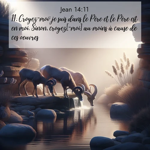 Segond21 Évangile selon Jean  ; image nature: image avec le verset biblique :Croyez-moi: je suis dans le Père et le Père est en moi. Sinon, croyez[-moi] au moins à cause de ces oeuvres! ;  ; 14:11
